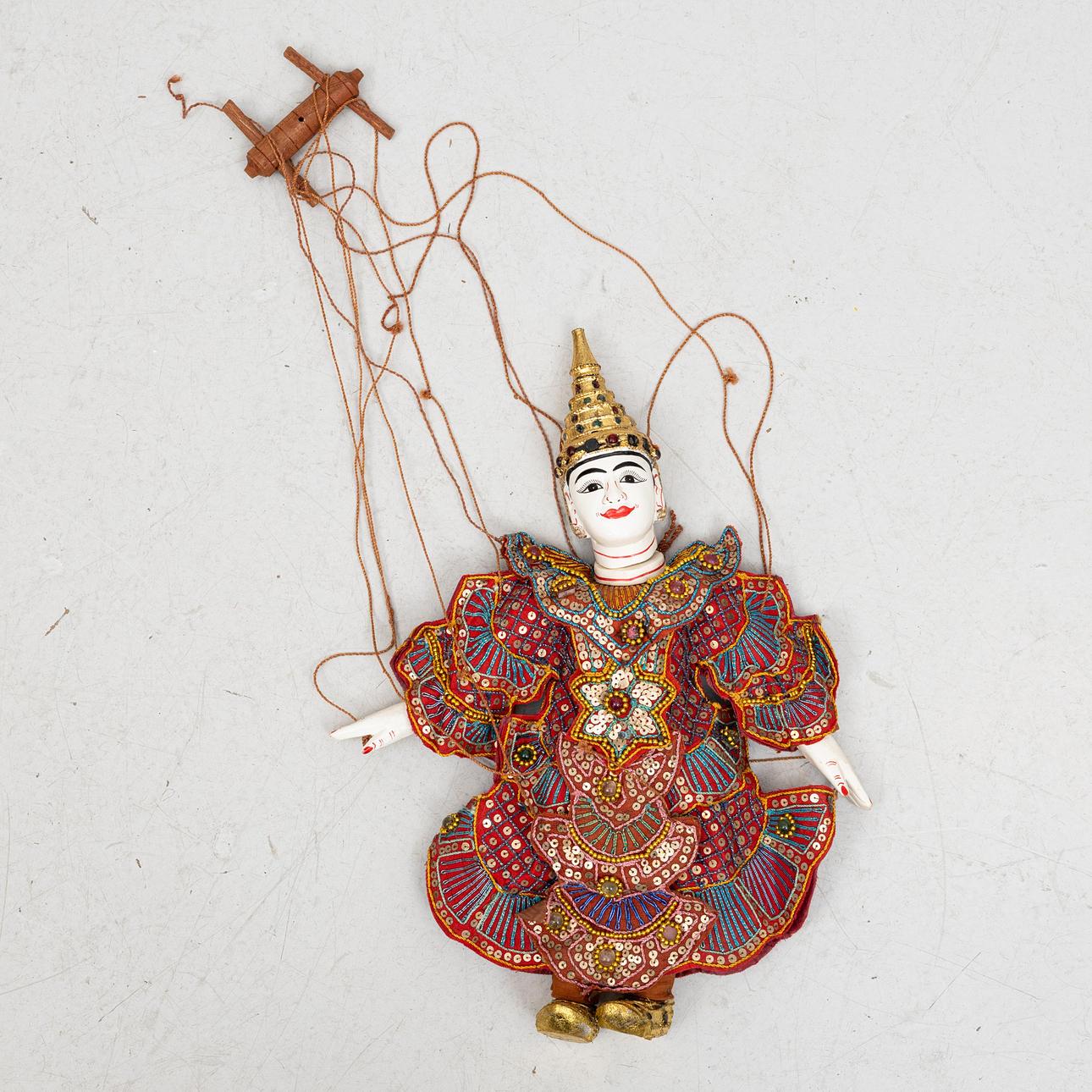 A painted wooden puppet, Burma, first half of the 20th century. Toys ...