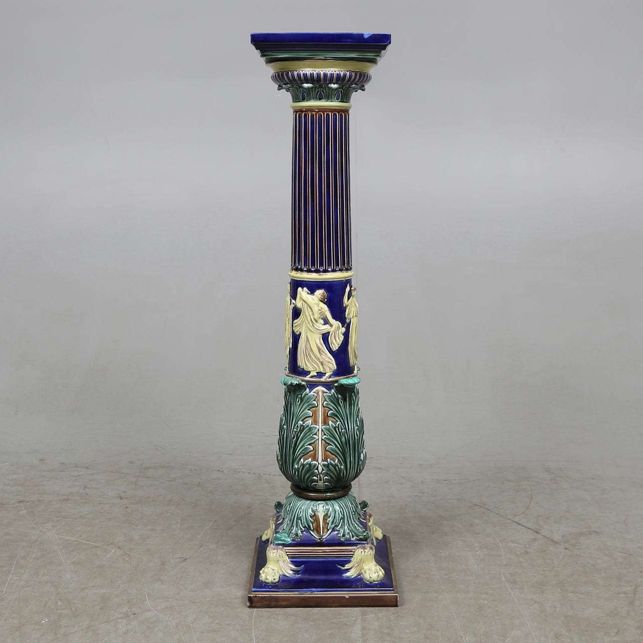 PIEDESTAL, flintgods, majolika, Gustafsberg, 18/1900-tal.