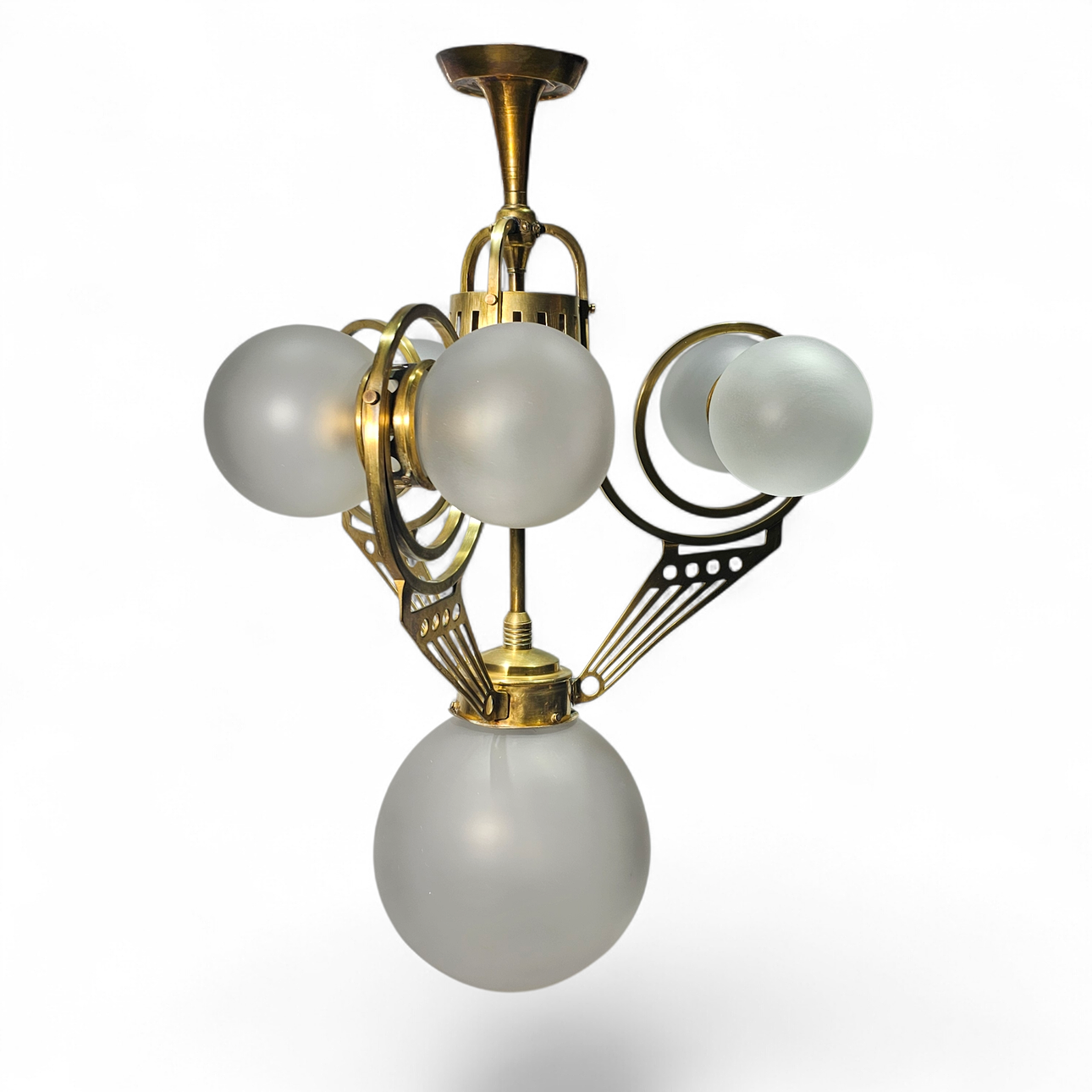 Art Deco lamp with large glass balloons.