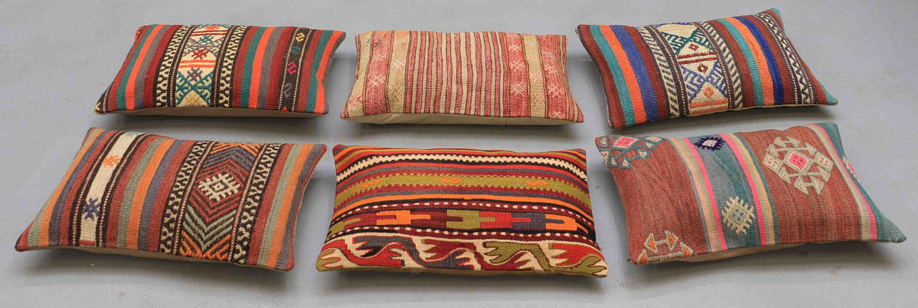 KUDDFODRAL, 6 st, kelim, anatoliska, ca 60 x 40 cm.