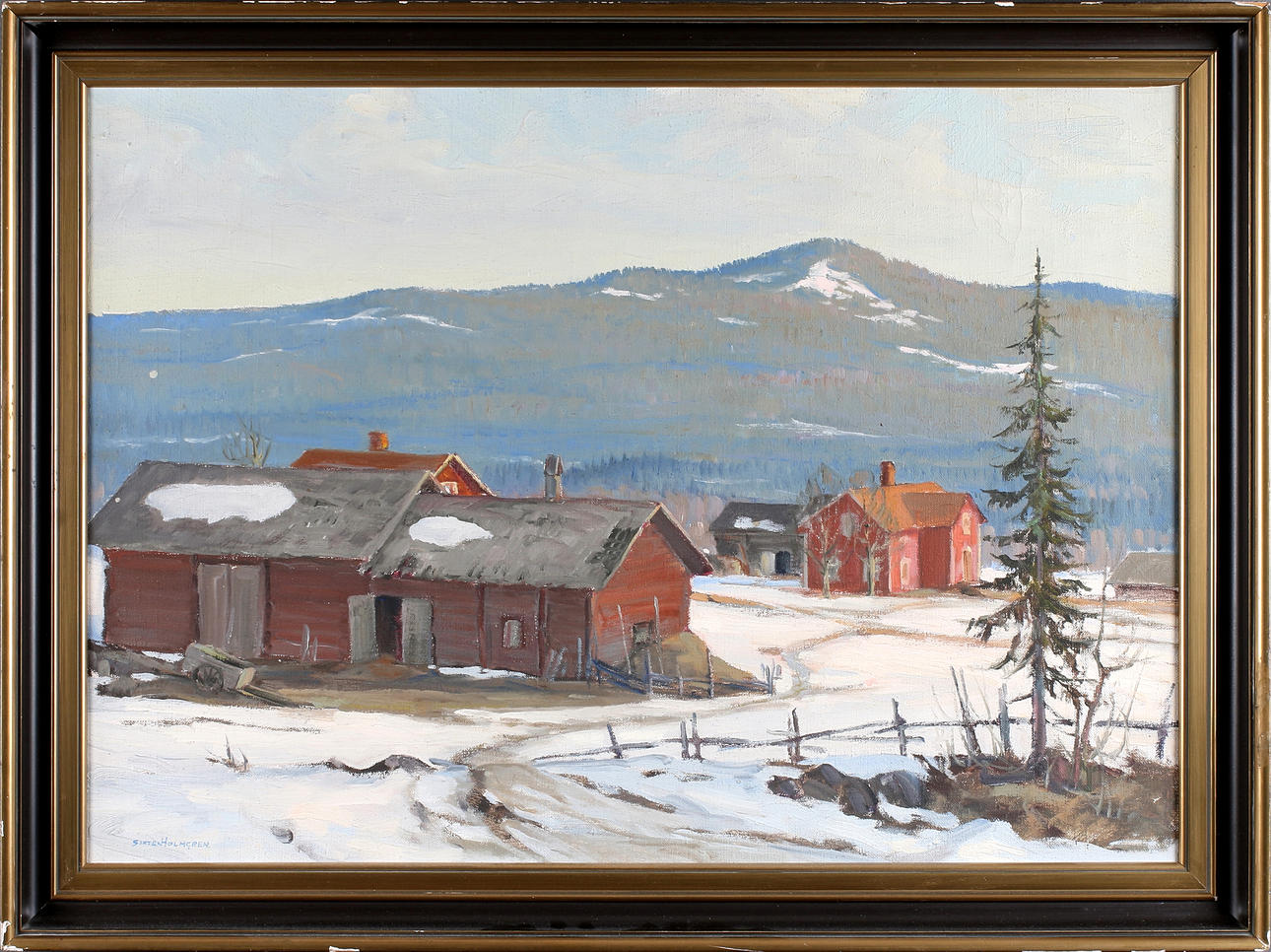 SIXTEN HOLMGREN. "Myggsjön, Dalarna", olja på duk, signerad.