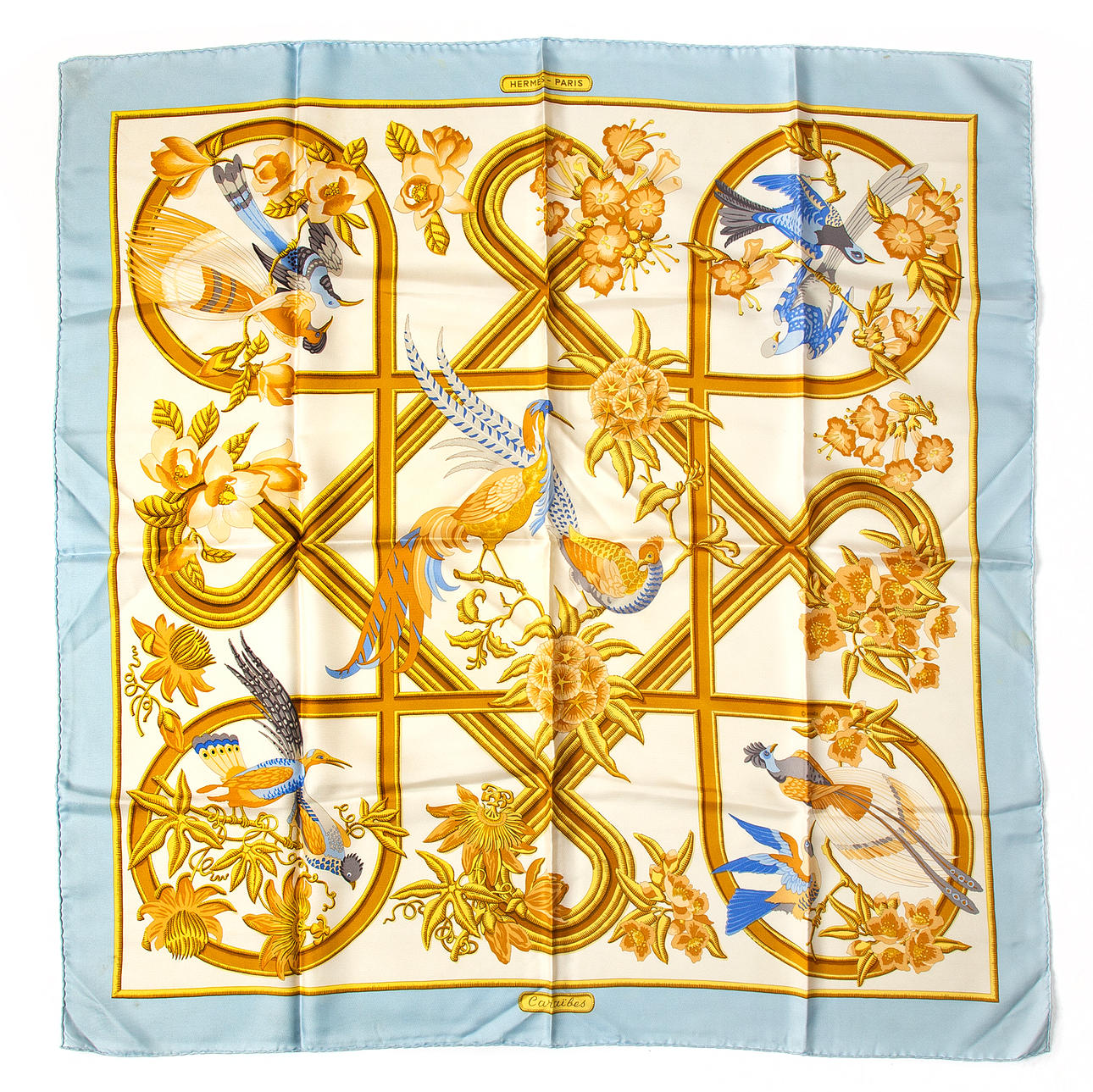 HERMES. Bufanda, «Caraïbes», seda.