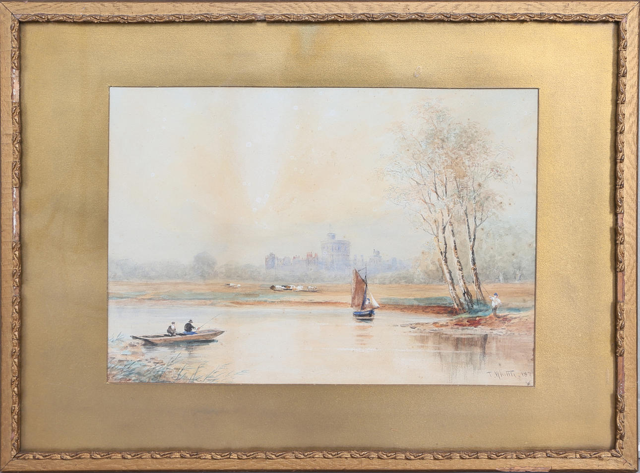OIDENTIFIERAD KONSTNÄR. Båtmotiv, akvarell, signerad T Whittle, 1800-talets senare del.