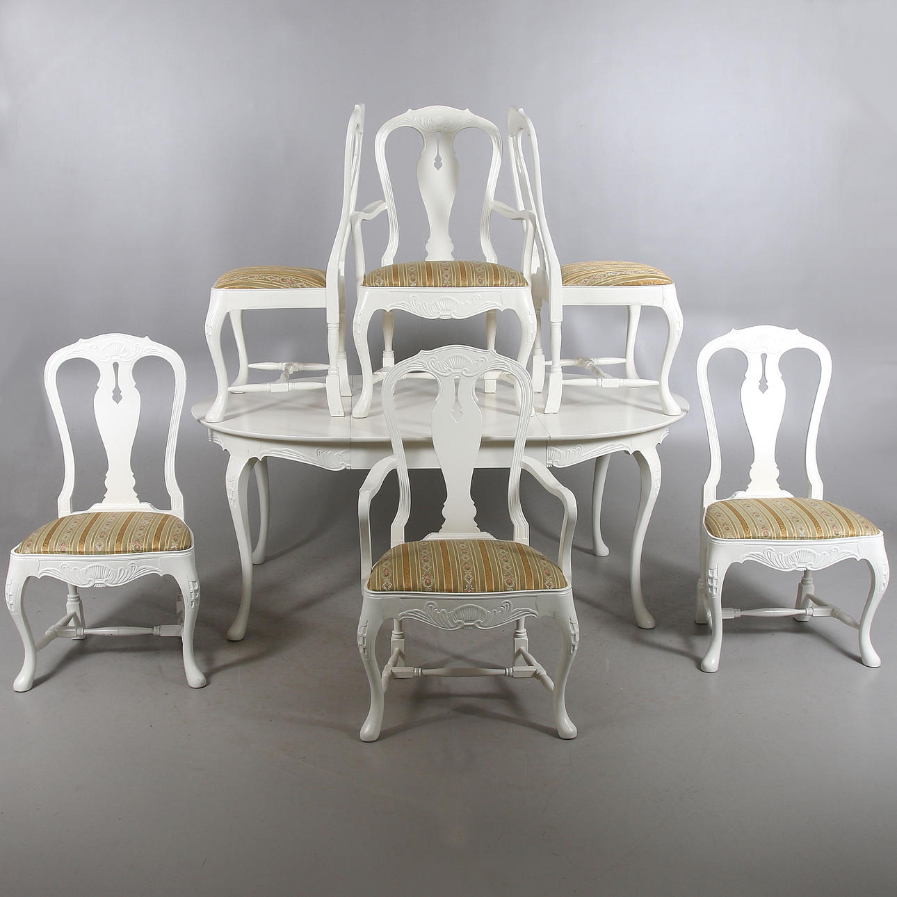 MATGRUPP, 8 delar, barockstil, snickarmästare Ivar Holm Matfors. 1900-tal.