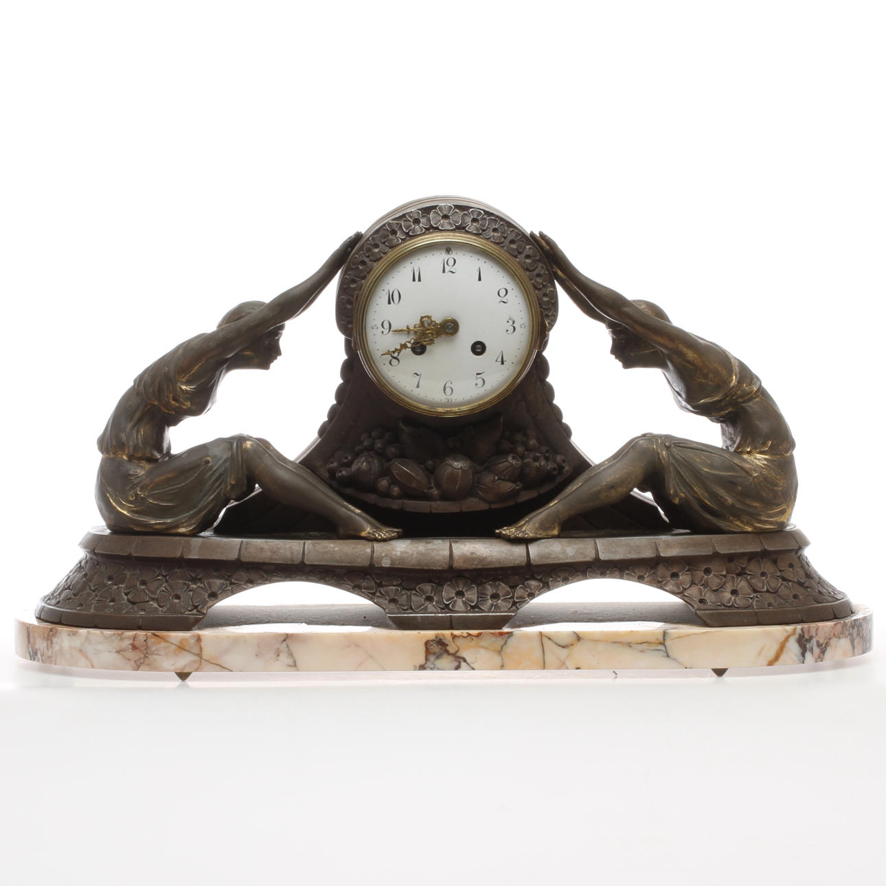 BORDSUR, patinerad metall på stensockel, Art Deco, signerat "Limousin", 1900-talets första hälft.