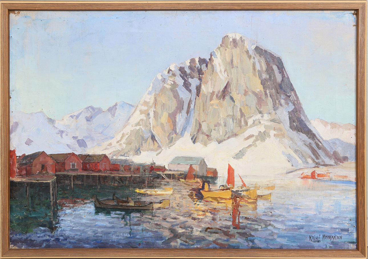 KNUT NORMAN. Motiv från Lofoten, olja på duk, signerad.