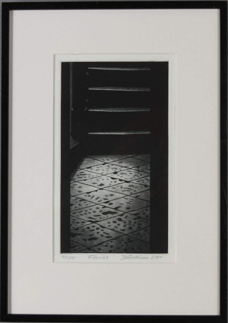 JUKKA VÄNTTINEN. "Försikt", grafiskt blad, signerad, daterad 2004 samt numrerad 43/295.