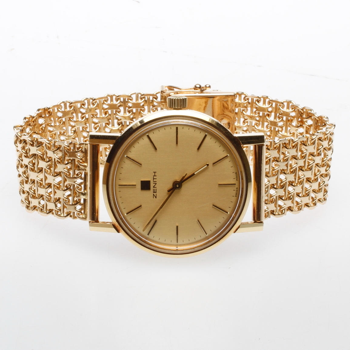 ARMBANDSUR ZENITH MED X-LÄNK, 18k guld, total vikt ca 74 gr.