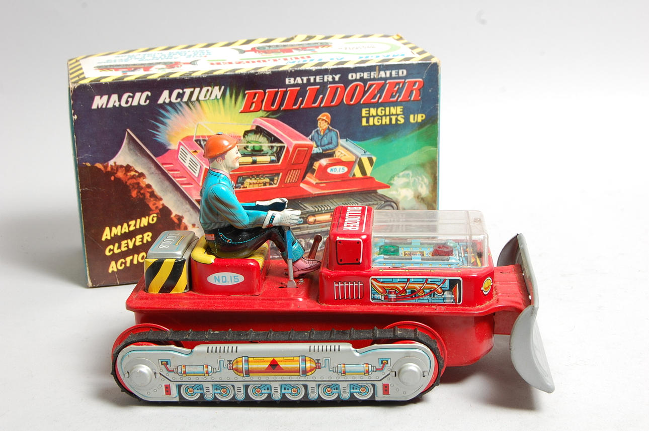 BULLDOSER, plåt, originalkartong, 1960-tal.