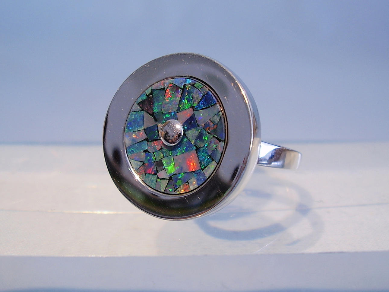 OPAL RING, silver 925, mosaik opal, designer smycken.