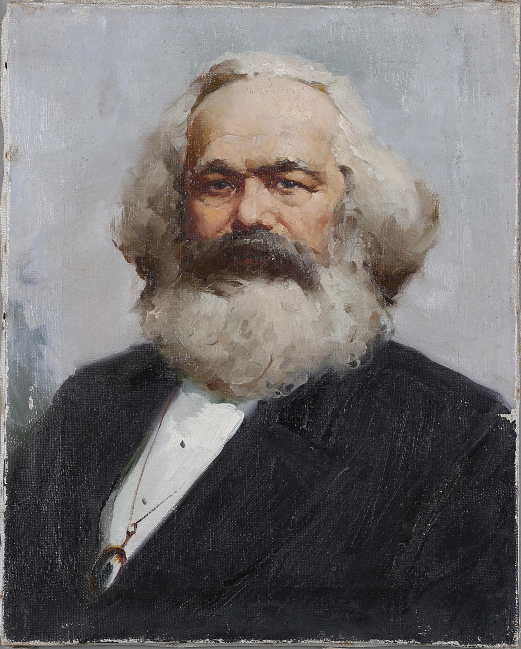 OIDENTIFIERAD KONSTNÄR. Karl Marx, olja på duk, osignerad, troligtvis målad under 1900-talets första del.