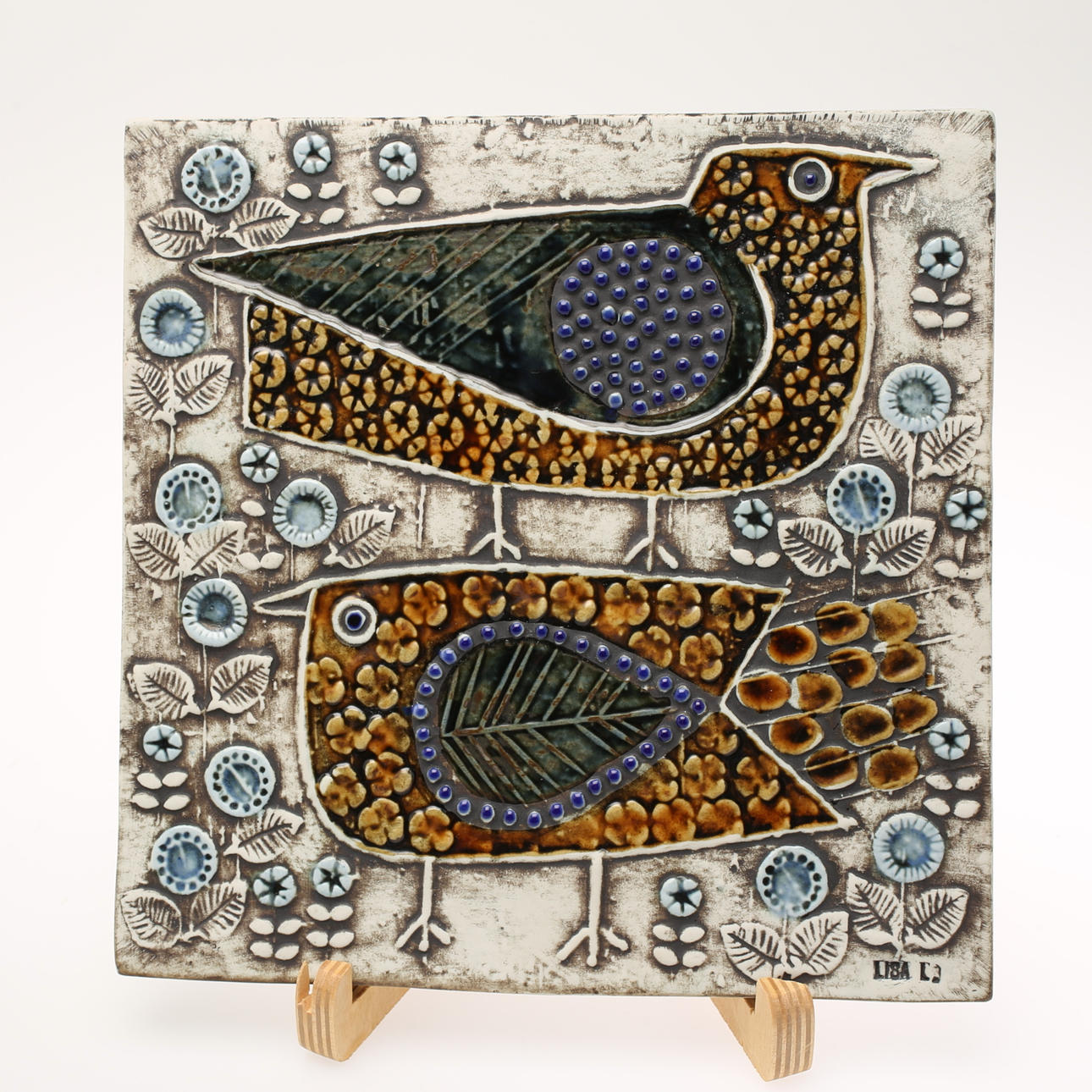 VÄGGPLAKETT, stengods, Lisa Larson, signerad.