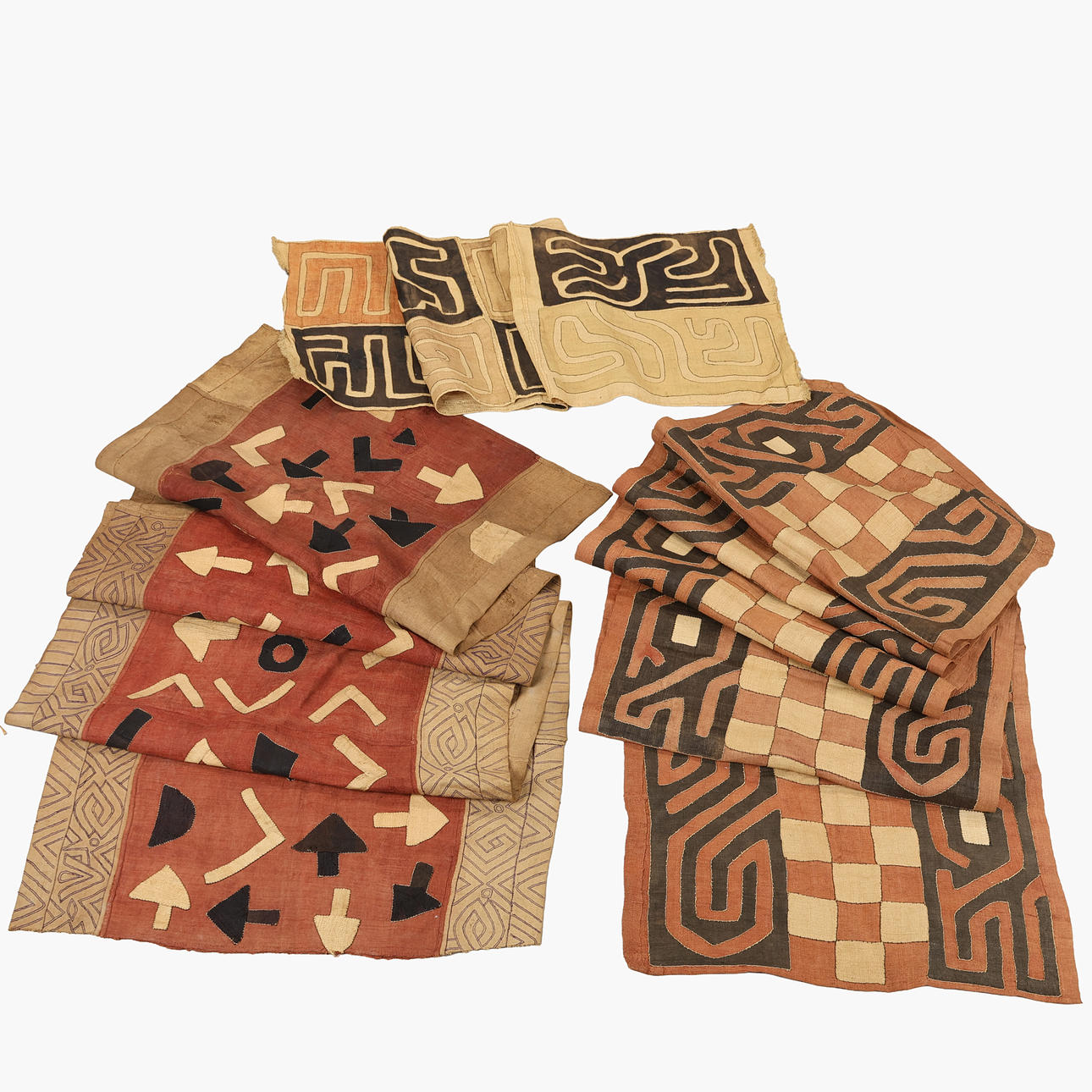 Three raffia textiles, Kuba, Democratic Republic of the Congo, 20th ...