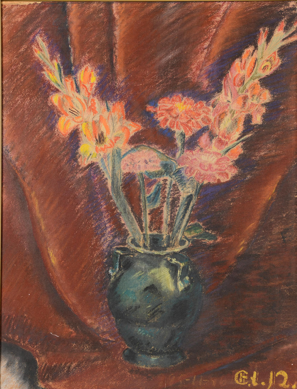 OIDENTIFIERAD KONSTNÄR. Still life, mixed media, signed.