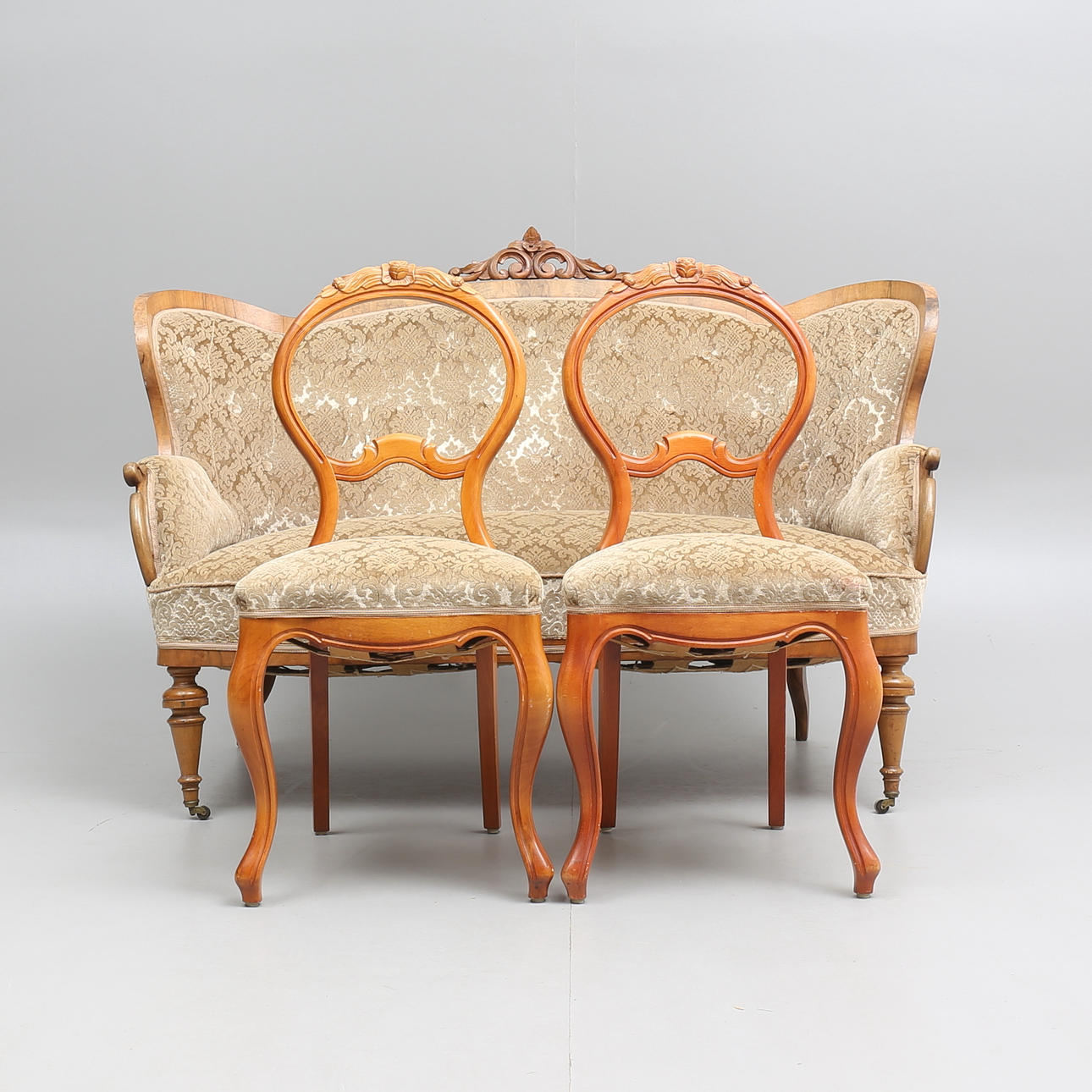 SOFFA, STOLAR ett par, nyrokoko, 18/1900-tal.