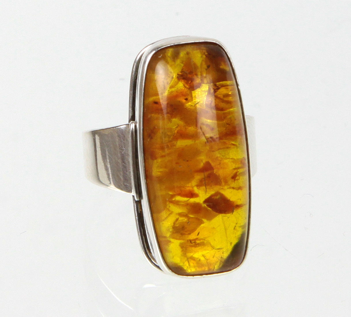 AMBER RING, art deco, silver 835.