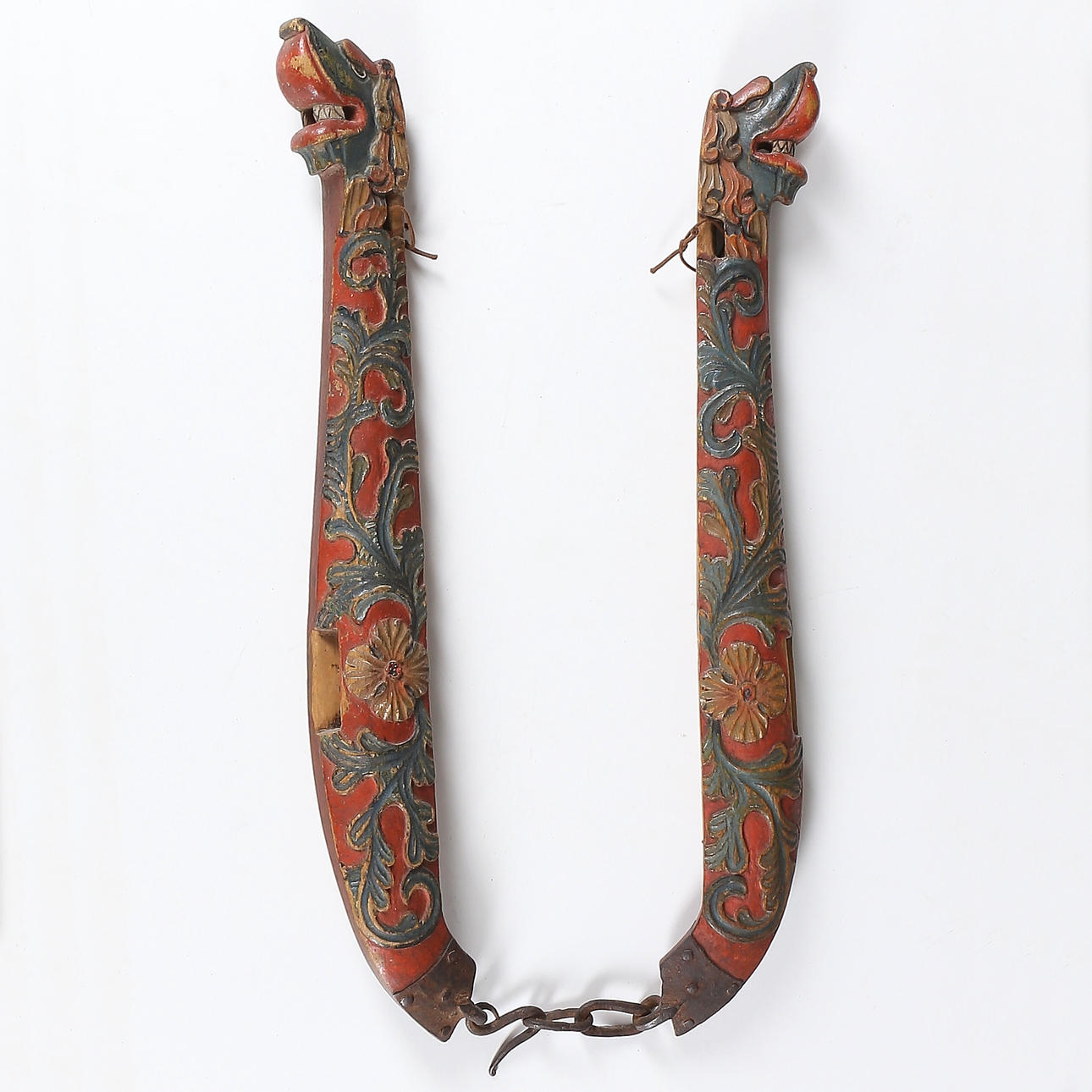 LOKOR, ett par, allmoge, trä/järn, 1800-tal.