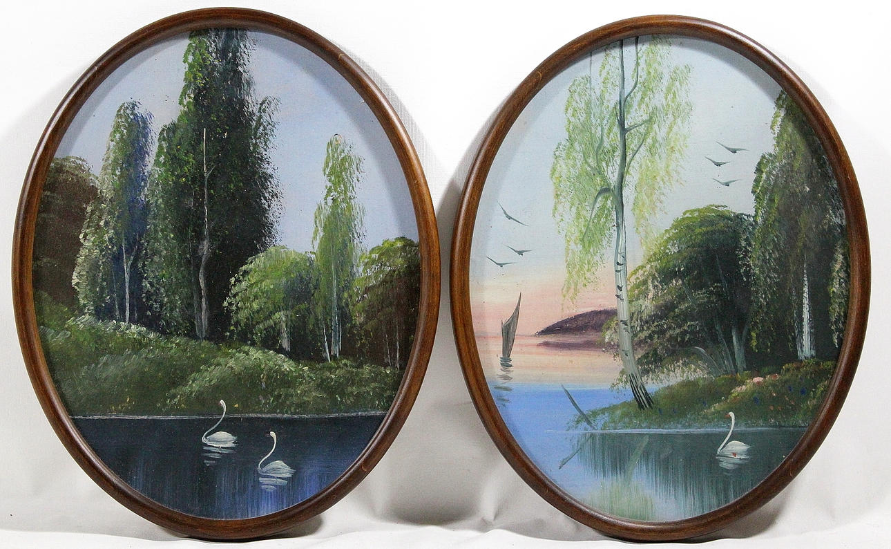 OIDENTIFIERAD KONSTNÄR. olja på papp, 2 st, signerade àtergo, Engström.