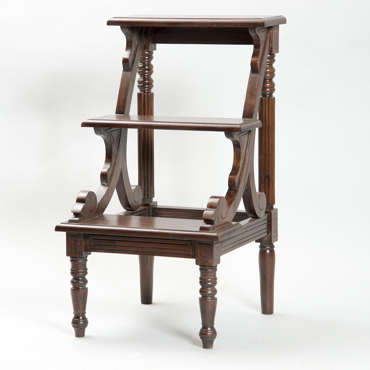 BIBLIOTEKSSTEGE, viktoriansk stil, mahognybetsad, samtida.