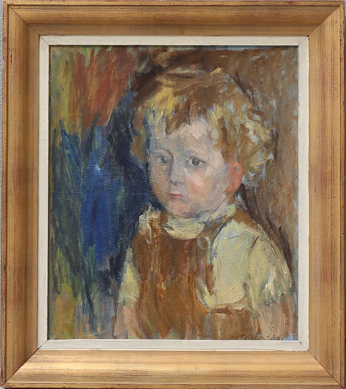 BRITA ROTHLIN-ZACHRISSON. "Olle, 3 år". Olja på duk, signerad.