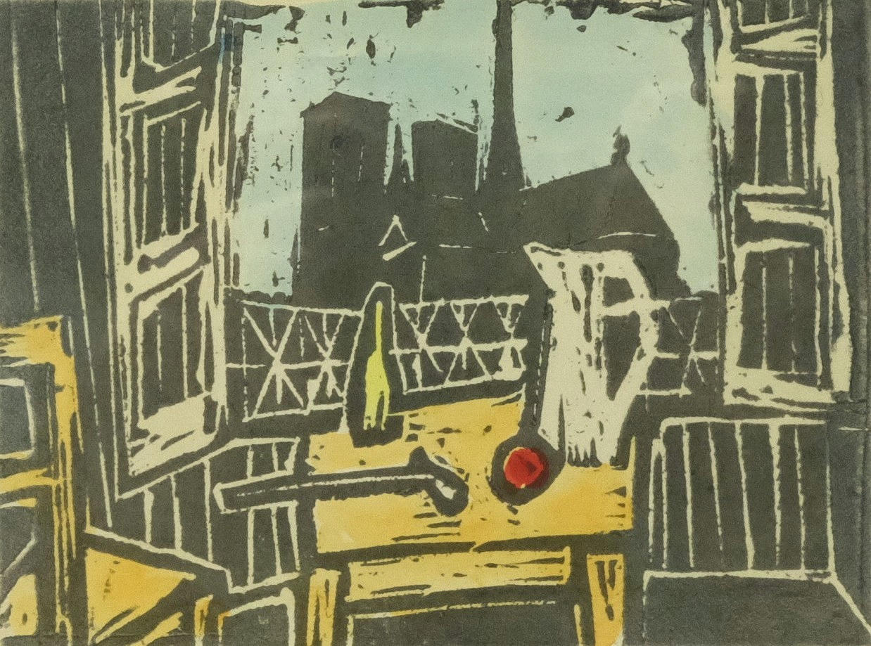 BØRGE L KNUDSEN. LITHOGRAPH, “NOTRE DAME”.