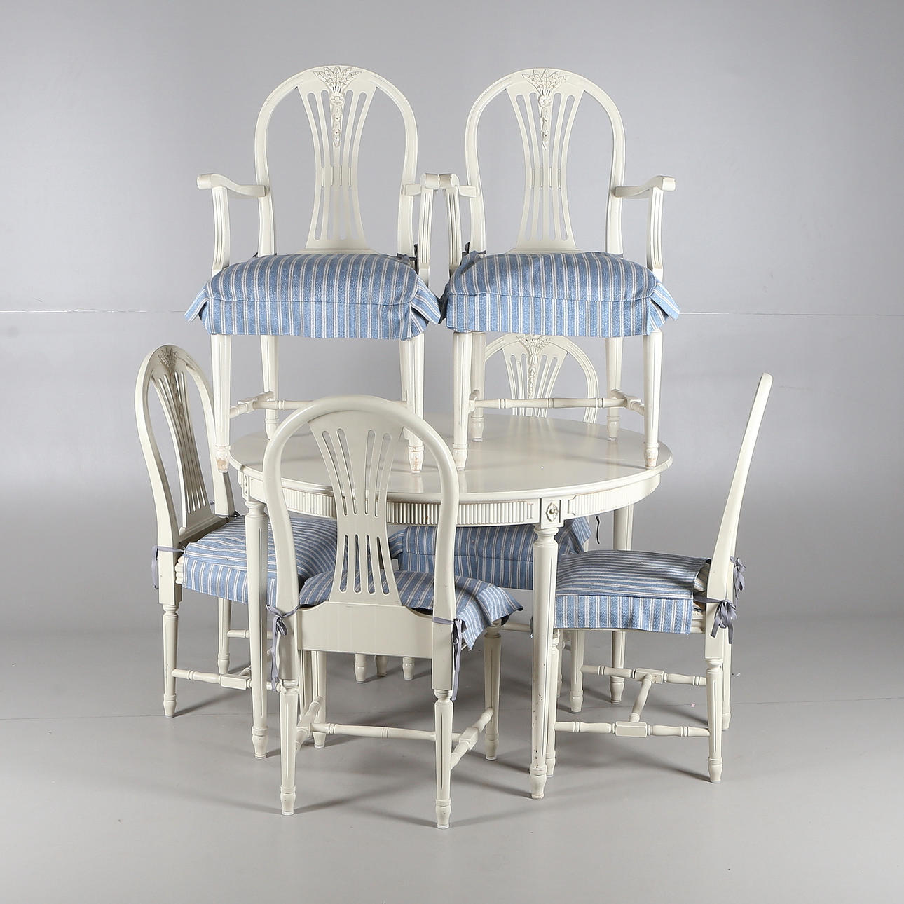 MATSALSGRUPP, 8 delar, "Axet", gustaviansk stil, 1900-talets andra hälft.