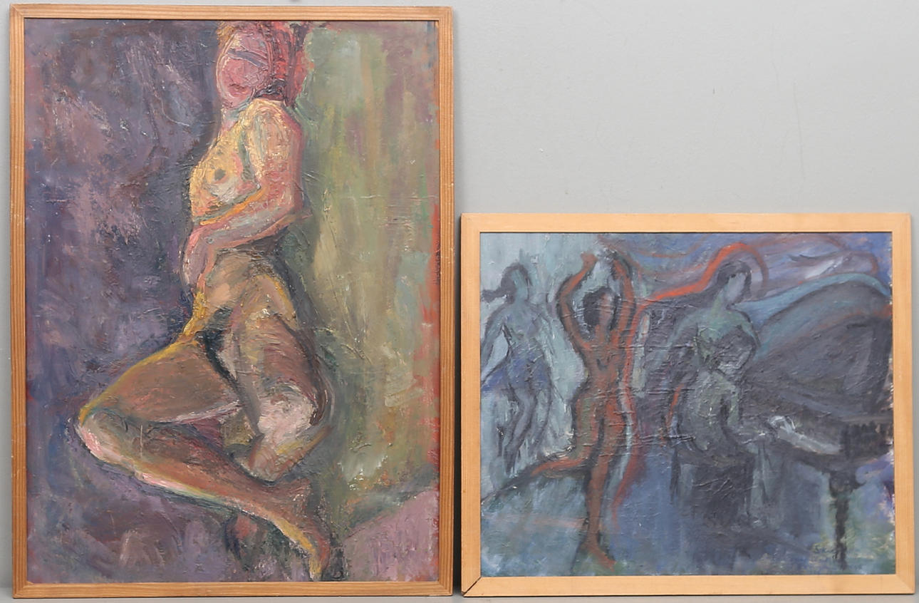 OIDENTIFIERAD KONSTNÄR. Olja på pannå, 2 st. En otydligt signerad.