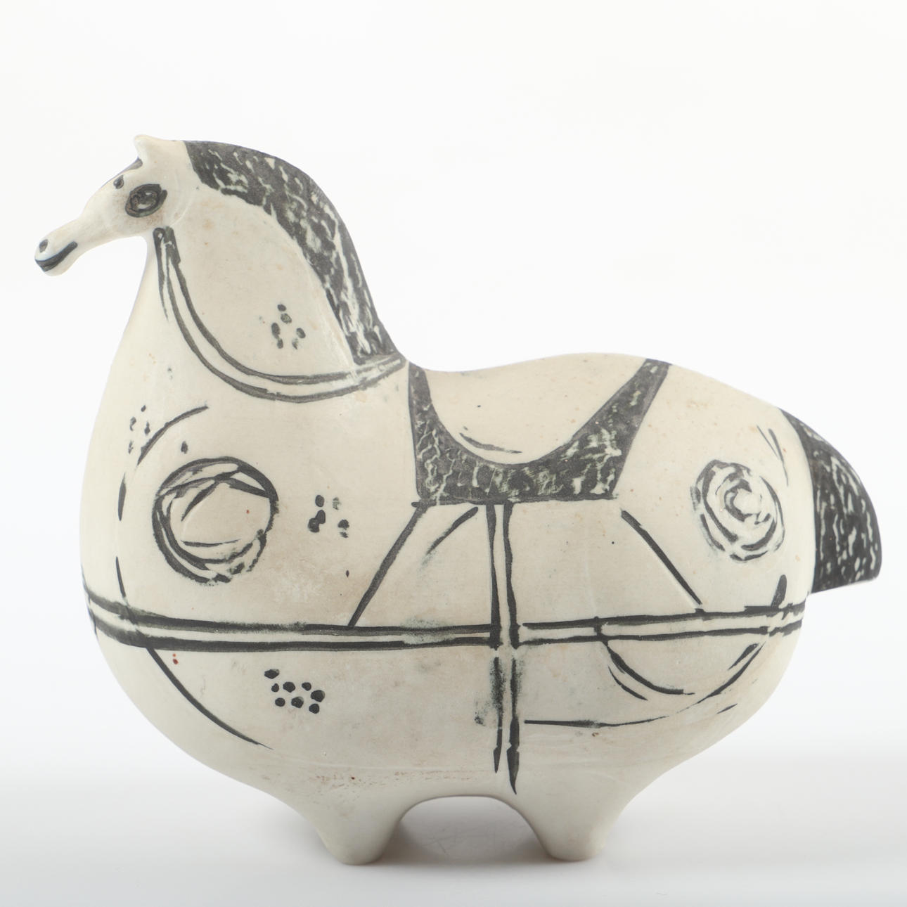 STIG LINDBERG. Sculpture, “Springare”, stoneware with carved and ...