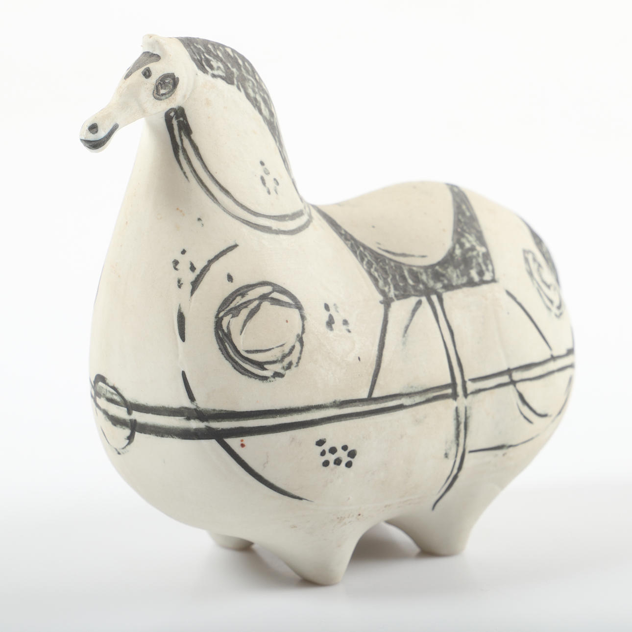 STIG LINDBERG. Sculpture, “Springare”, stoneware with carved and ...