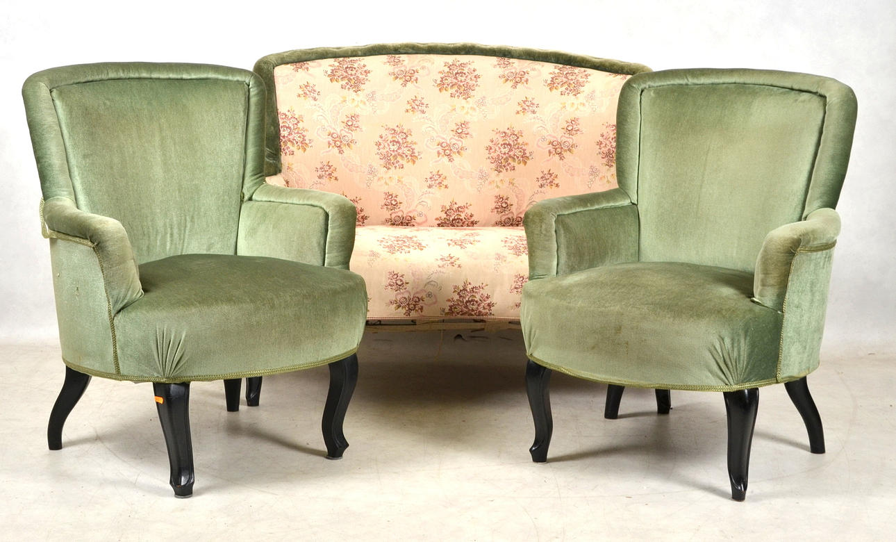 SALONGSGRUPP, SOFFA SAMT TVÅ FÅTÖLJER.