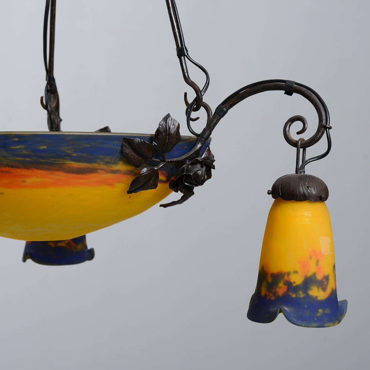 MULLER FRÈRES. A ceiling lamp, Art Nouveau, Lunéville, France