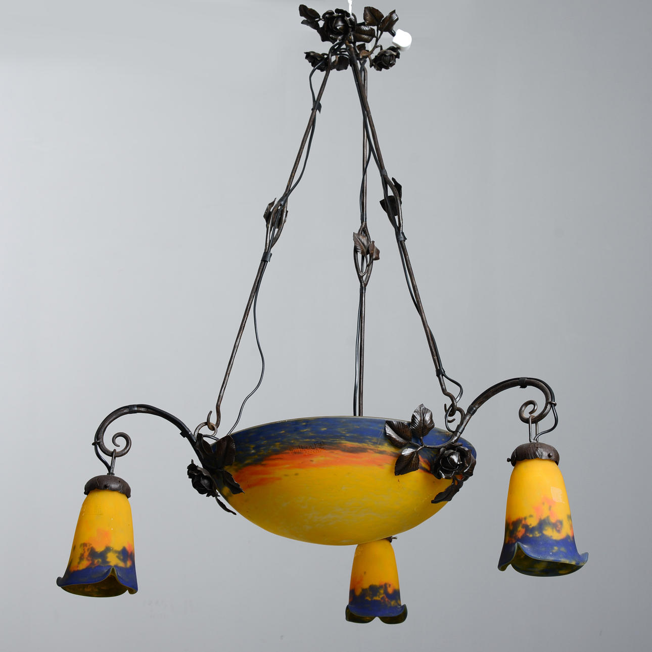 MULLER FRÈRES. A ceiling lamp, Art Nouveau, Lunéville, France