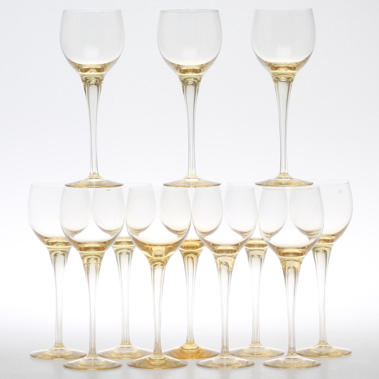 VINGLAS, 12 st, glas, 1900-tal.