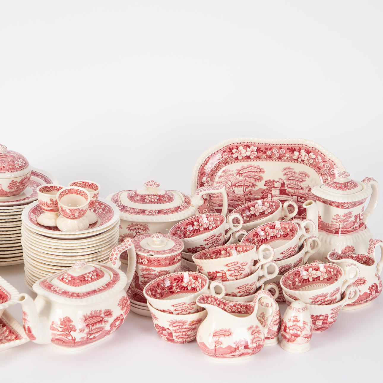 SPODE/COPELAND. 'Pink Tower' coffee and tea set, Stoke on Trent ...
