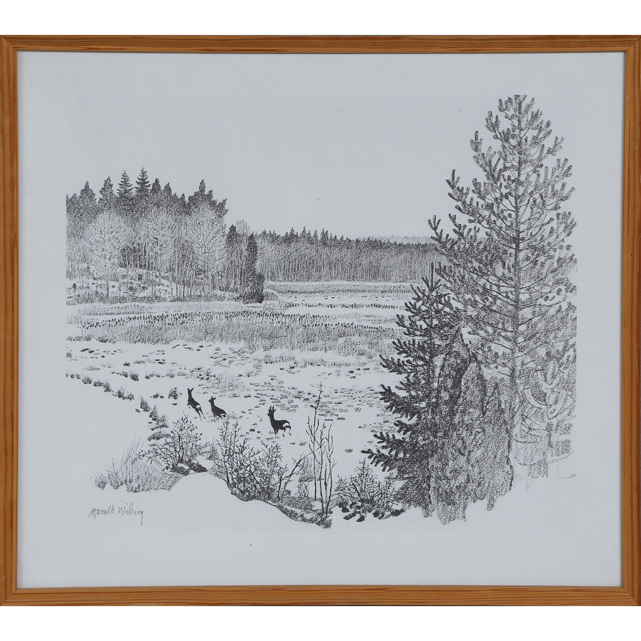 HARALD WIBERG. “DEER” SIGNED IN PRINT.