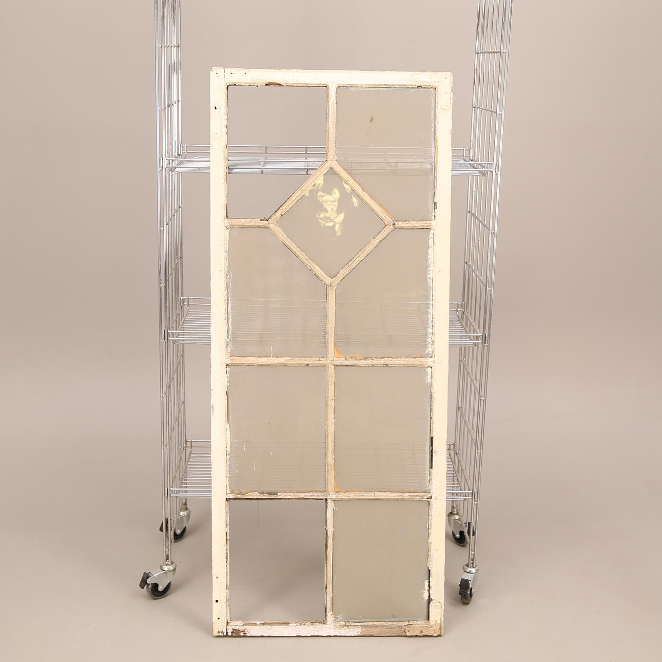 FÖNSTER, englas, spröjsat, 9 rutor, vit/vit, 1860/70-tal.