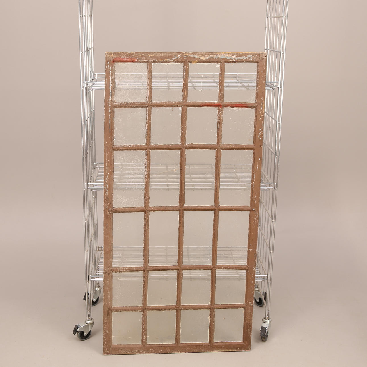 FÖNSTER, englas, spröjsat, 24 rutor, brun/vit, 1860/70-tal.