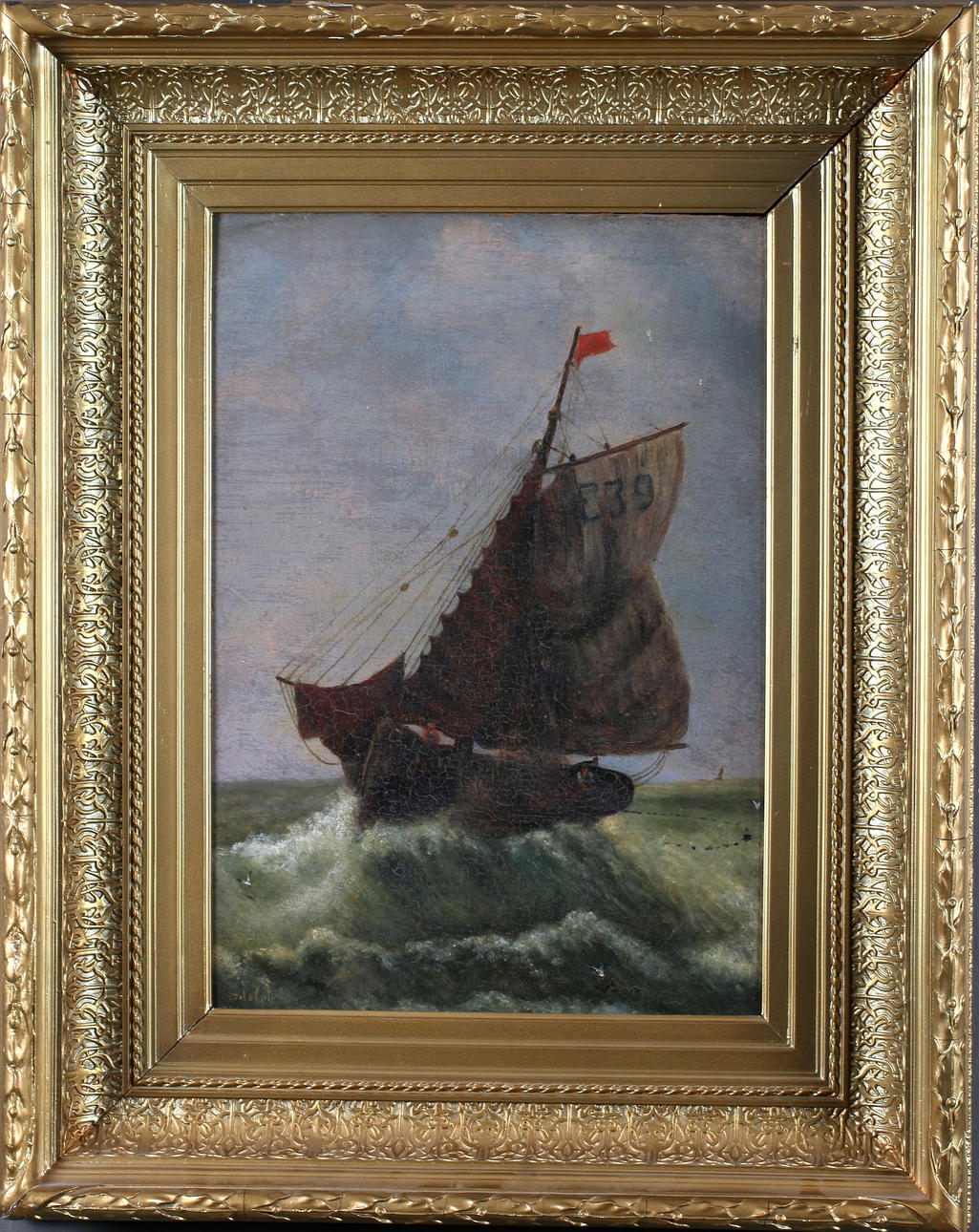 OIDENTIFIERAD KONSTNÄR. Segelbåt, olja på pannå, signerad "Rudolph", 1800-talets slut.