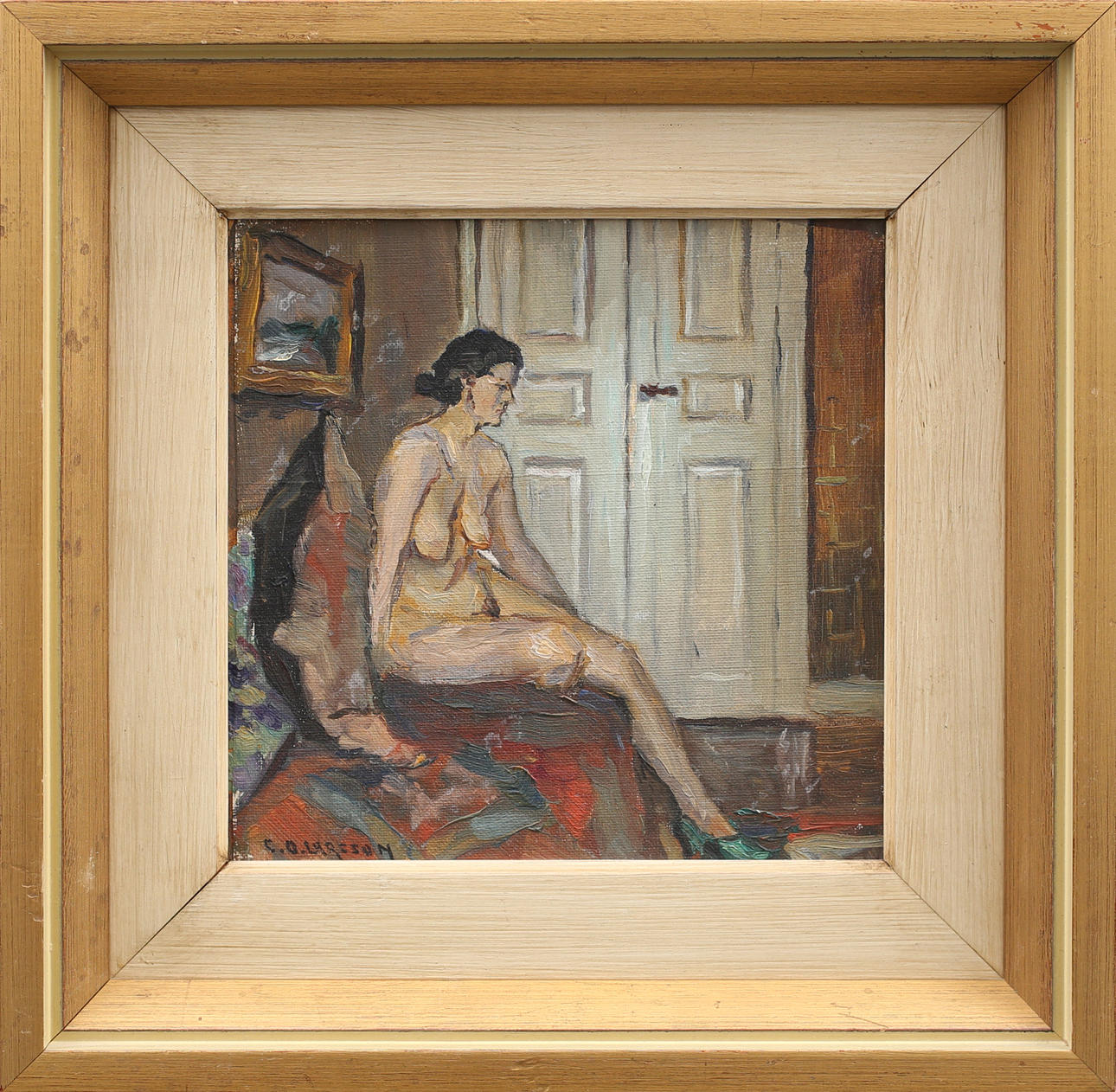 CARL OSCAR LARSSON. Modell, olja på pannå, signerad C O Larsson.