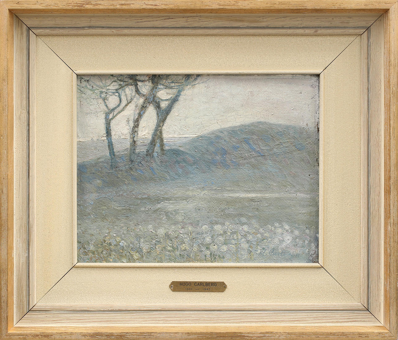 HUGO CARLBERG. Träd i landskap, olja på pannå, signerad H Carlberg.