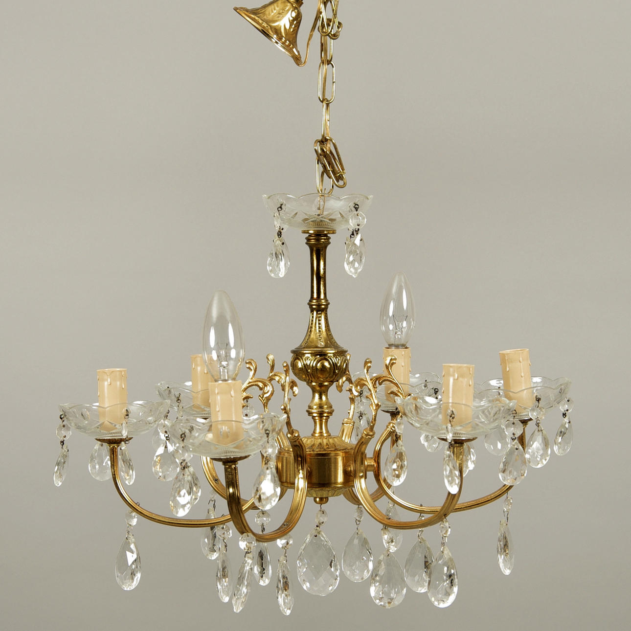 TAKARMATUR, 6-armad med prismor, 1900-talets senare hälft.