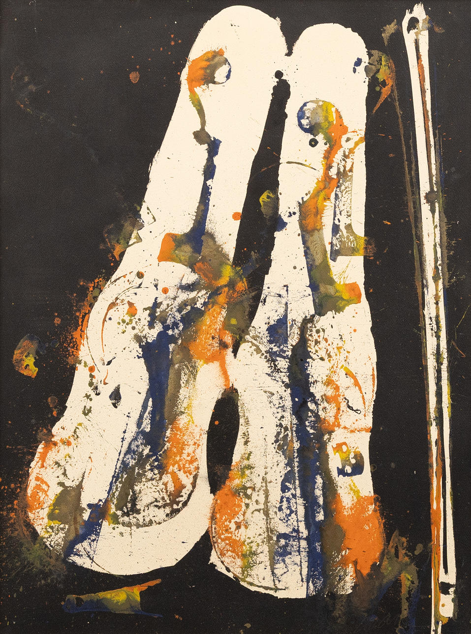 FERNANDEZ ARMAN. Composition with violins, mixed media, signed.