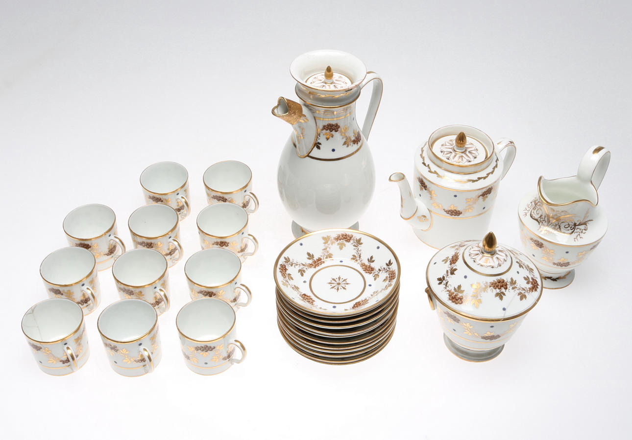 KAFFESERVIS, 27 delar, empire, tidigt 1800-tal.