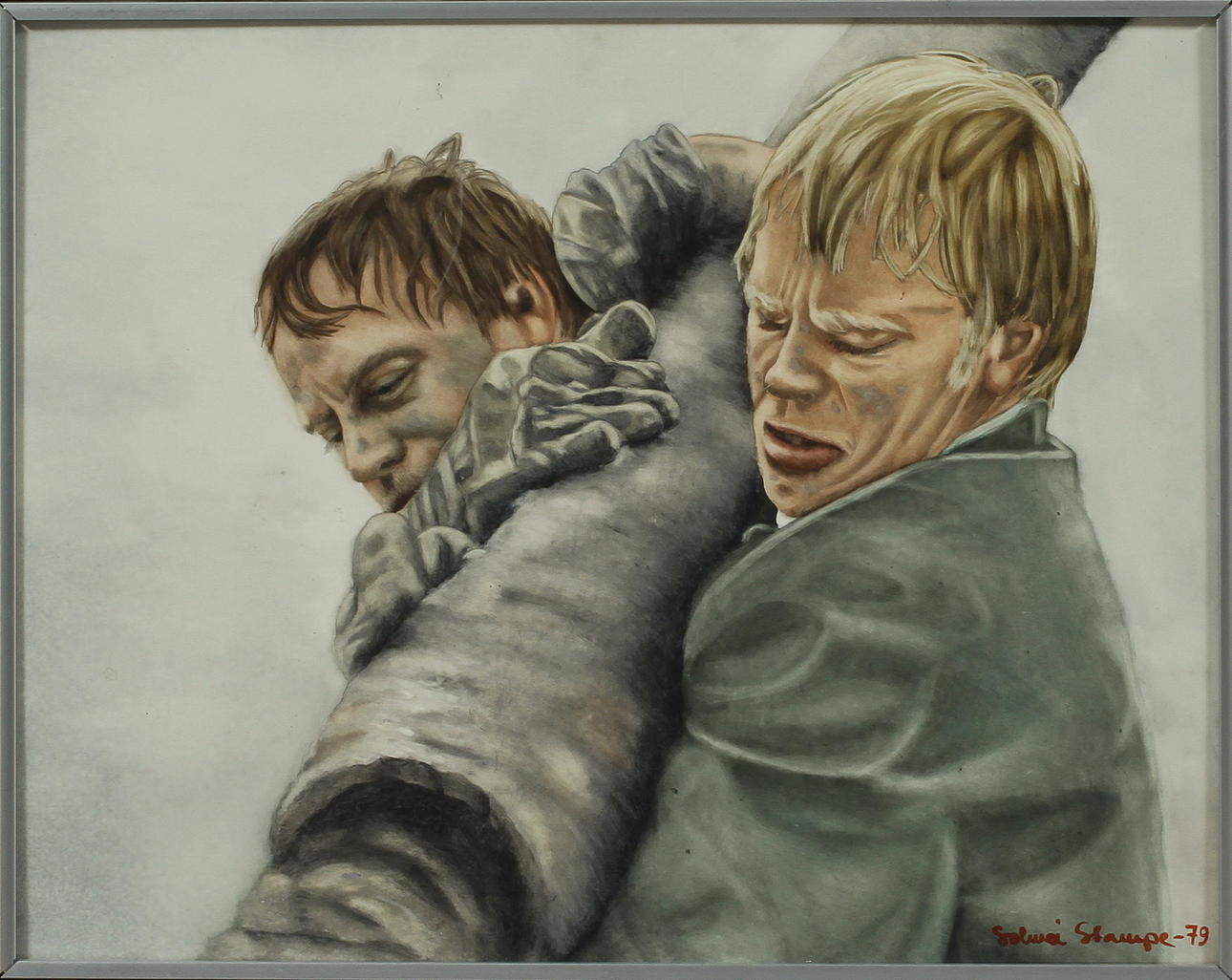 SOLWEI STAMPE. Arbetare. Bemålat tryck, signerad och daterad -79.