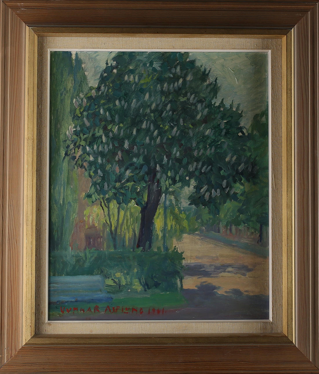 GUNNAR ASPLUND. Olja på duk, parkmotiv, signerad samt daterad.