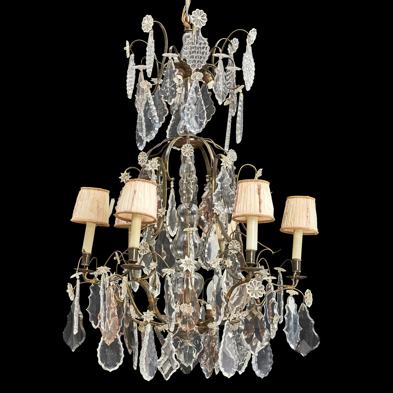 A rococo style chandelier for 6 candles, first half of the 20th century ...