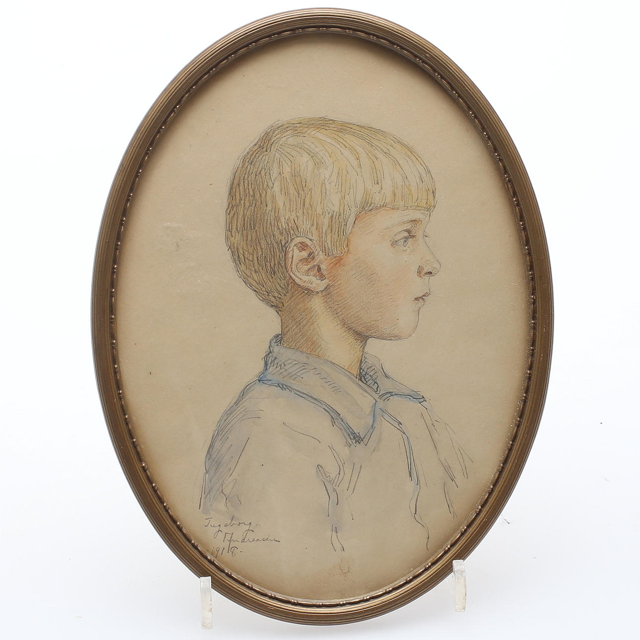 INGEBORG ANDRÉASEN. Akvarell och blyerts, "Gunnar 6 år", signerad samt daterad 1918.