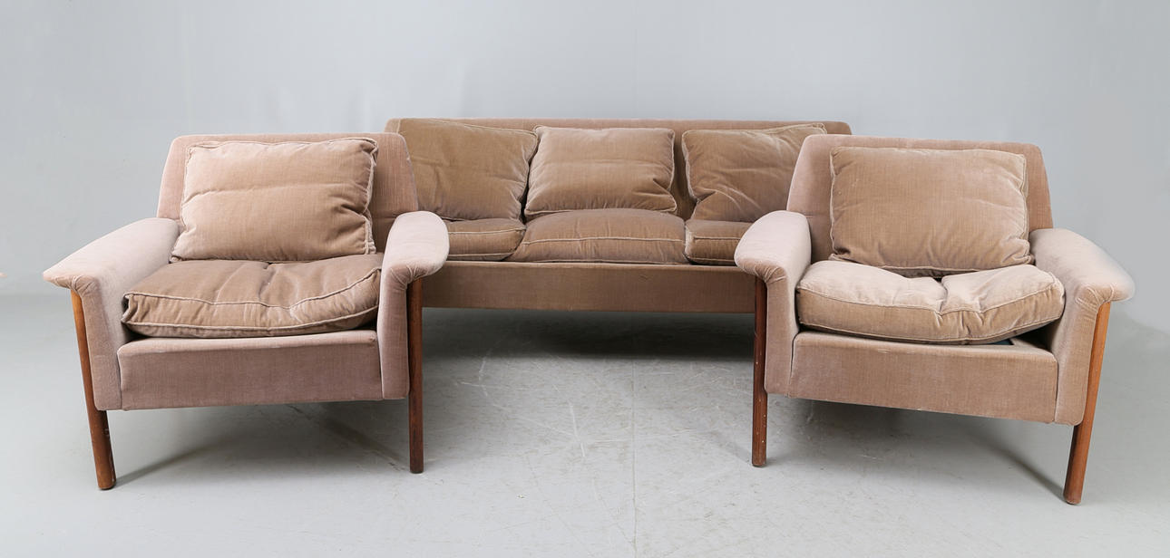 SOFFGRUPP, 3 delar, plysch, DUX, 1900-talets andra hälft.