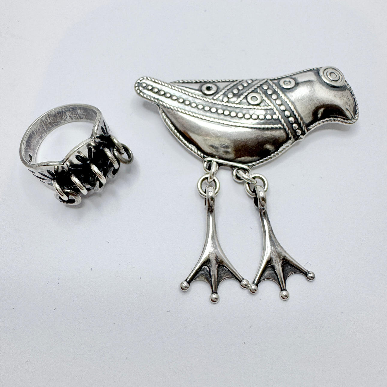 KALEVALA KORU. Finland. Ring and Brooch in Silver.