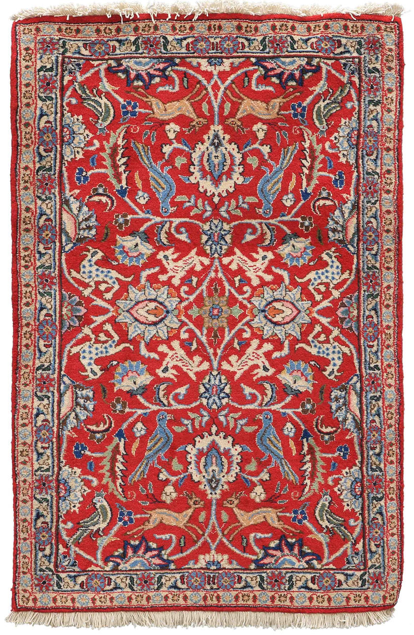 MATTA, persisk, figural nain med silkesinslag, 130 x 86 cm.